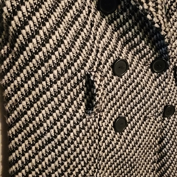 Amy Byer Black White Pea Coat Jacket Size M, No Belt - Picture 5 of 12